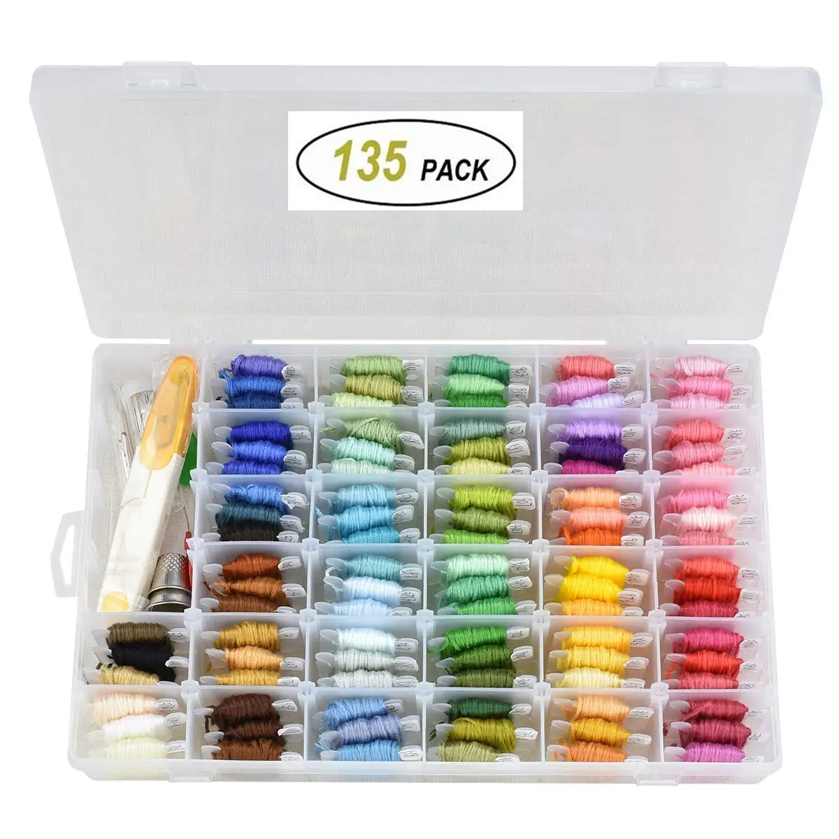 Electop Embroidery Floss 100 Skeins with 34 Pieces Cross Stitch Tool Kit Rainbow Color Cross Stitch Threads Friendship Bracelets Floss String Crafts Floss