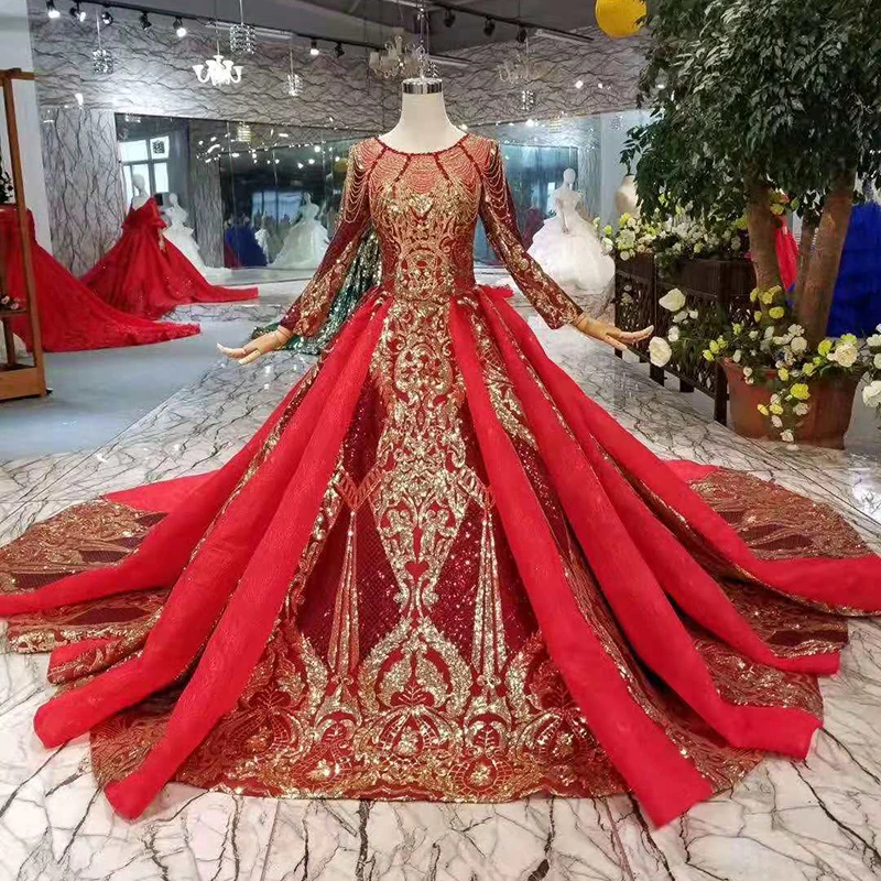 

LS11281 custom luxury red party dress flower 3d lace fabric with beads new luxury elegant hot sale evening dresses