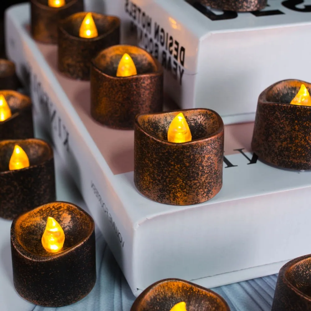 Homemory Battery Operated Black Led Candles,Electric Flameless Tealight