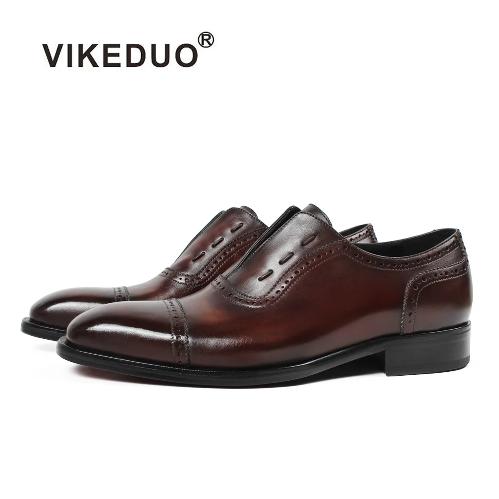 

Vikeduo China's Dress Shoes Supplier Pattern Bird Brogues Oxfords Comfort Oxford Shoes Men Genuine Leather, Dark brown