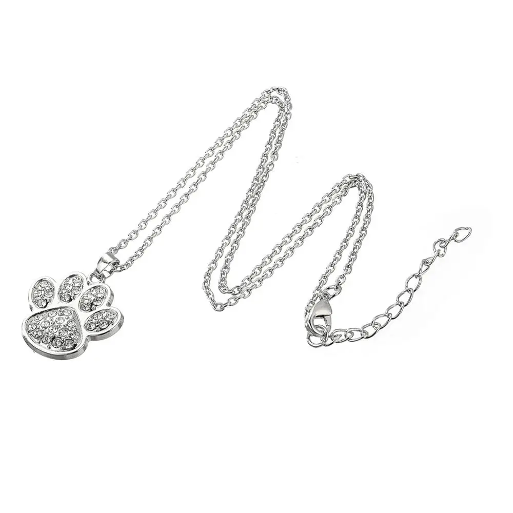 

Wholesale Zinc Alloy Cute Animal Pet Dog Paw Footprint Pendant Necklace Women Jewelry, Sliver plated