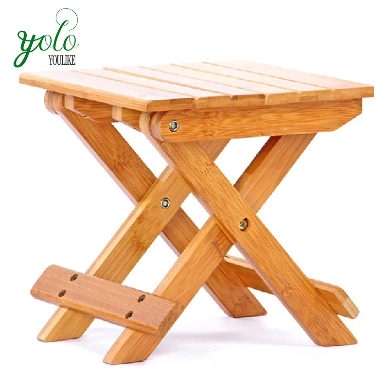 Small Portable Bamboo Foldable Fishing Stool Bench Shower Outdoor Chair