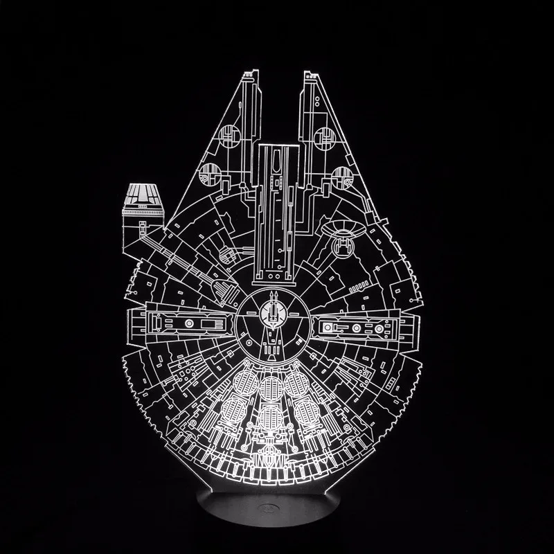New disinged multicolor changing night lamp acrylic Millennium Falcon 3d Led Night Light