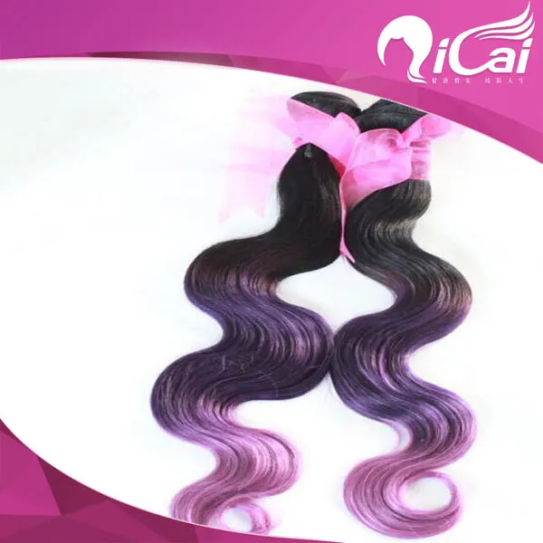 Ombre 3 Tone 1b Purple Pink Brazilian Virgin Remy Human Hair