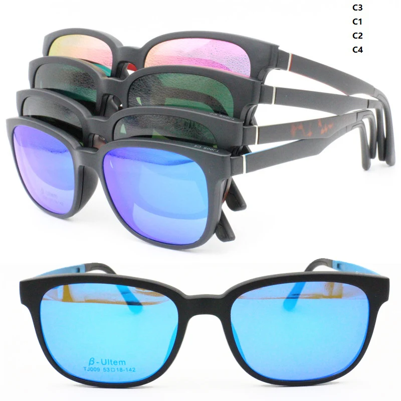 

Model 009 ULTEM clip on sunglasses walkers shape optical glasses frame with magnetic removeable polarized lenses