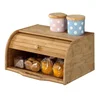 kitchenware bamboo wooden bread storage kitchen bin box