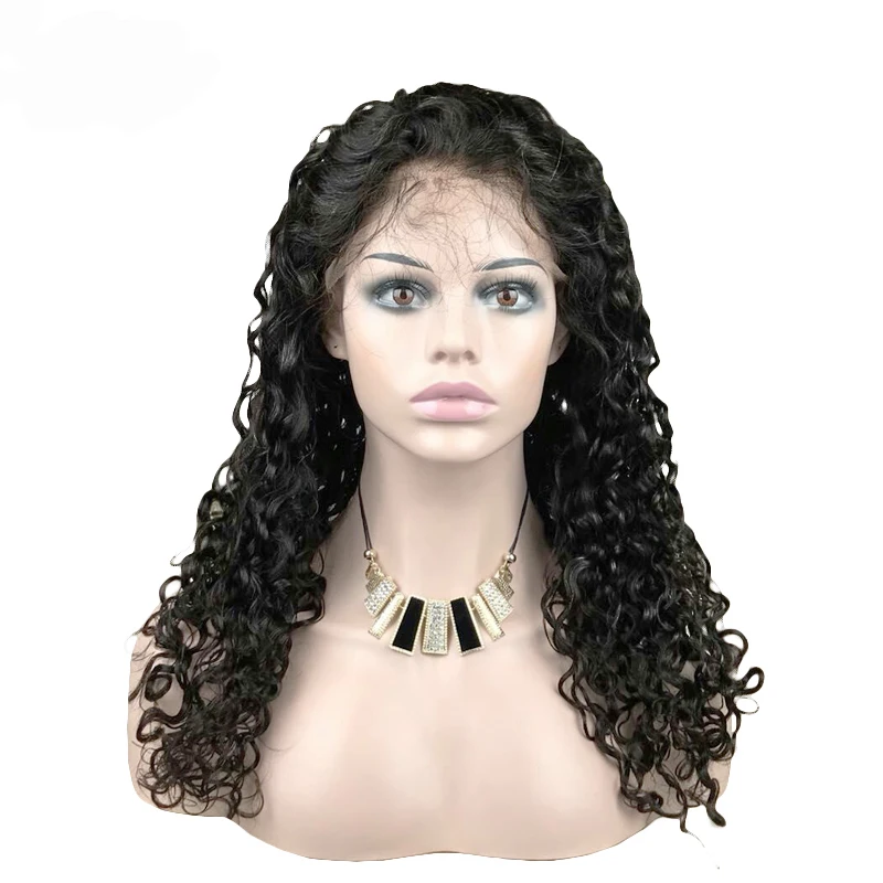 

Pre plucked bleached knots human hair french curly full lace wig for black women