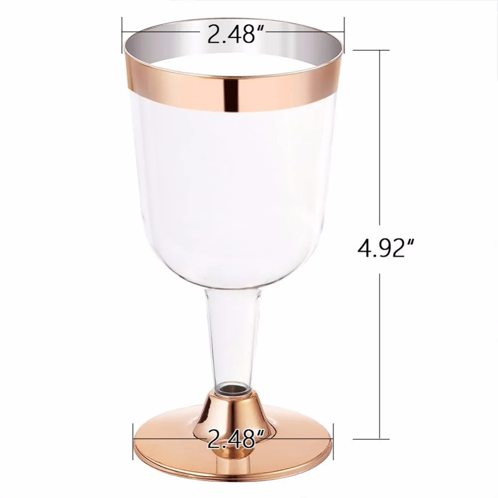 Rose Gold Disposable Plastic Cups6oz Recyclable Unbreakable Wine