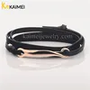 New Design Best Sale Cheap Super Quality Black Leather Charm Bracelet Hooks
