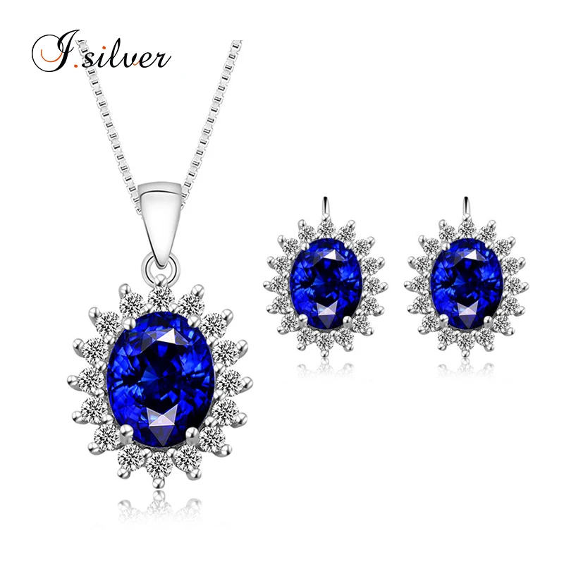 

Sapphire & Zircon diamond stylish combination 925 sterling silver women jewelry set LQS0848, Plating platinum;shining silver(fade resistant)