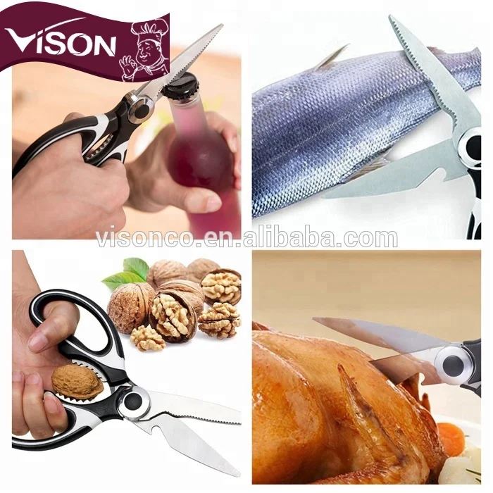 
Factory Stocks Sharp Premium Heavy Duty Kitchen Shears Multi Purpose professional scissor Poultry fish Scales scraping 