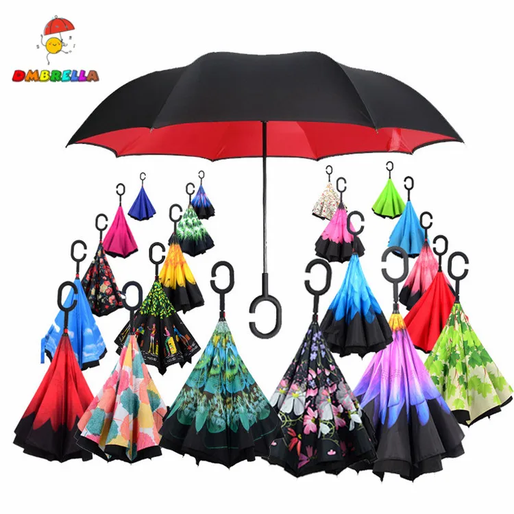 

Factory direct inventory double layer upside down inverted reverse umbrella, Customized color