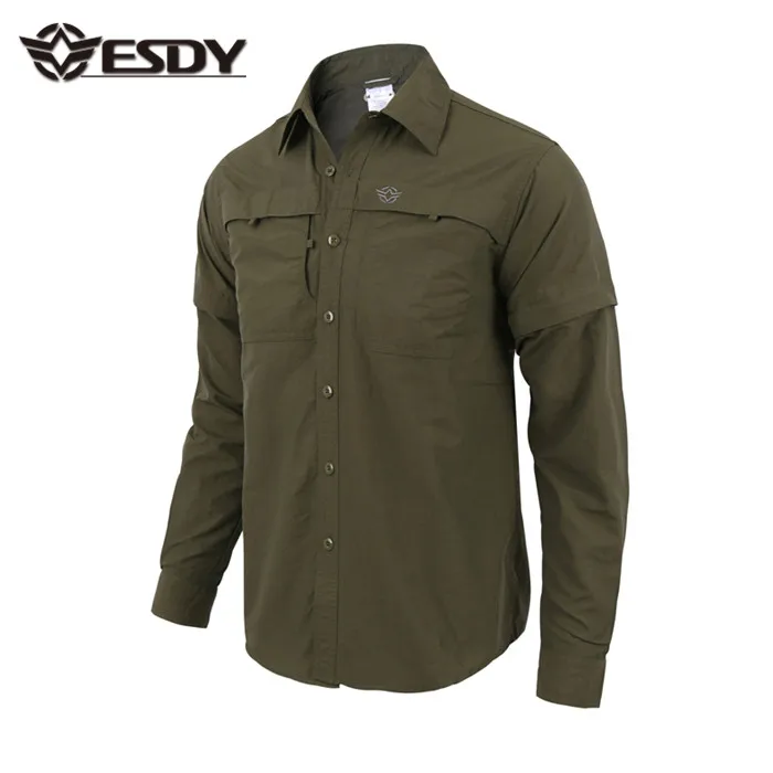 

ESDY Mens Outdoor Breathable Quick-Drying Clothes Army Long-sleeved Shirt