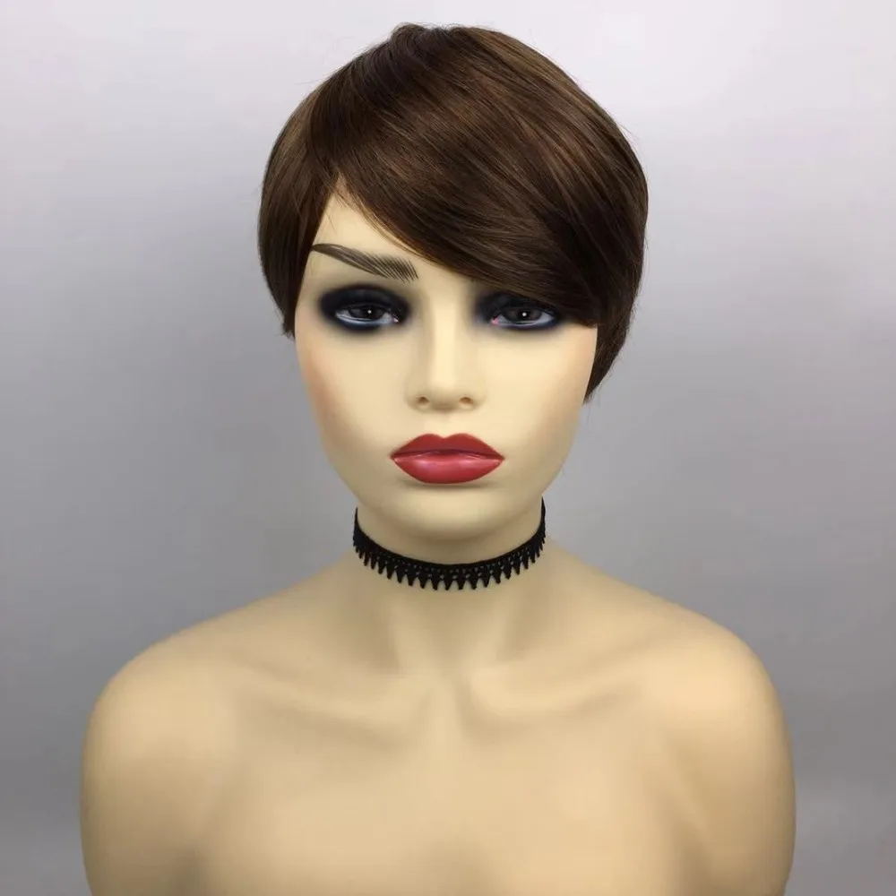 Factory Direct Sale Short Brown Wigs With Bangs For White Women - Buy ...