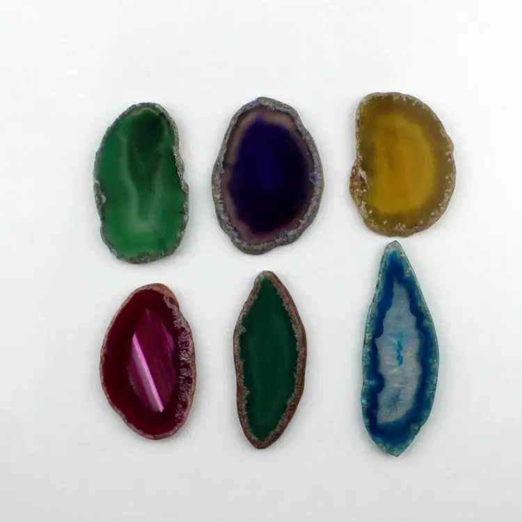 

Wholesale natural colorful hot selling agate slices jewelry accessories beautiful natural agate slices for decoration