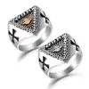 Ancient egyptian jewelry gold plating eye of god triangle signet ring with cross