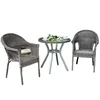 Modern outdoor garden furniture round grey cafe set Rattan chair and table 1+2