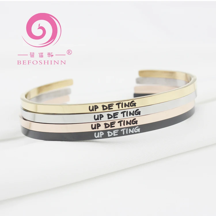 

Fashion jewelry Stainless Steel 7 bangle Cuff Mantra Bracelets For Women