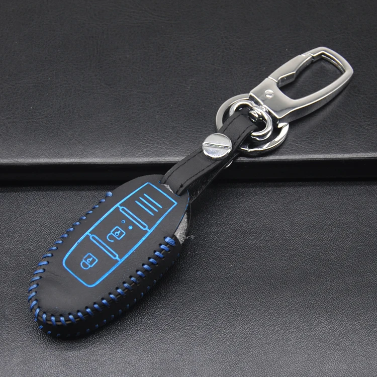 Car Black Leather Remote Key Fob Cover Case Keyring For Nissan 350Z Almera Altim 