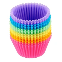 

12 Pack Reusable Standard Colorful Truffle Cups Non-stick Cupcake Baking Liners Muffin Molds Silicone Baking Cups Cake Mold