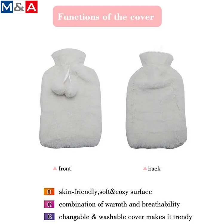 
Eco-friendly fleece large hot water bottle rubber hot water bag 