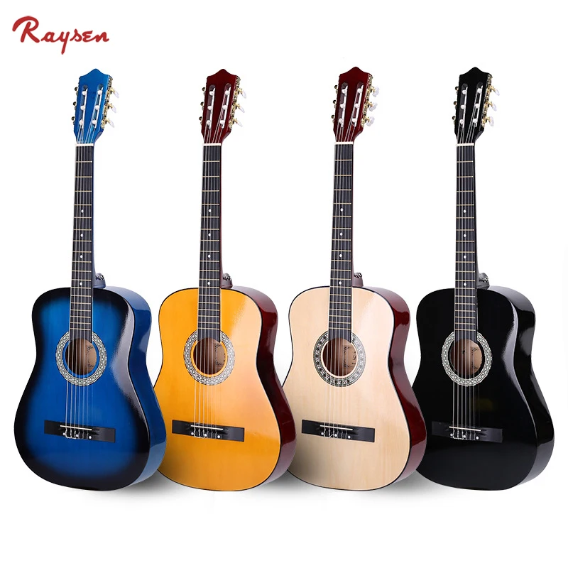 

basswood classic guitar cheap price wholesale, Natural, black, yellow, blue