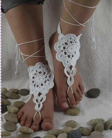 

Handmade Crochet Barefoot Sandals Jewelry Charm Ankle Bracelet Beach Shoes