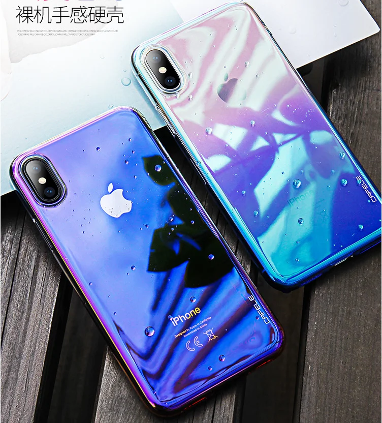 

2019 Electroplate PC Cellphone Case,Plating Gradient Cell Phone Case,Colorful Mobile Case phone Cover for iPhone XS max XR X 8, Gradient purple;blue;pink;yellow