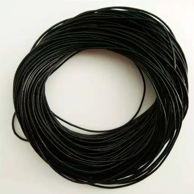 

Wholesale  black real round leather cord for necklace and bracelet making