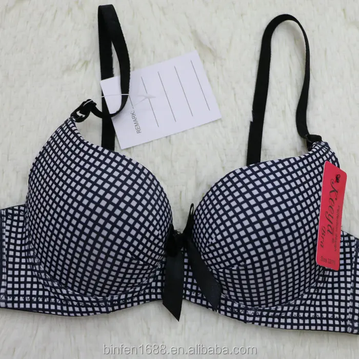 

young girls black square print comfortable sexy underwear bra
