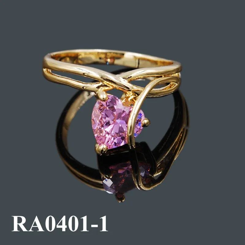 

Wholesale Fashion Wedding Rings Jewelry Heart Shape Ring With Real Gold Plated