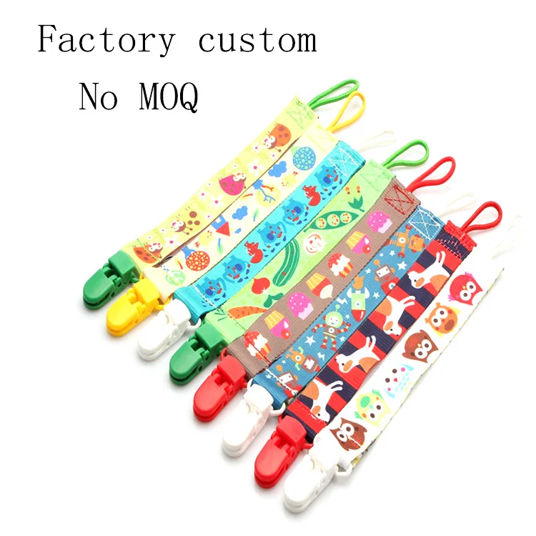 

Eco-friendly cute custom printing baby pacifier clip with design and sample free
