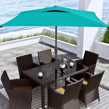 Commercial Grade Rectangular 2m Patio Garden Umbrella With Button
