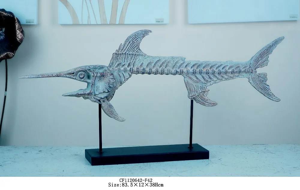 Resin Decorative Fish Fossil Animal Skeleton Sculpture Model Home Decor factory