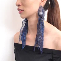 

Bohemian Lace Long Tassel Drop Earrings Handmade Wrap Imitation Pearl Crystal Beaded Statement Dangle Earrings Christmas Jewelry