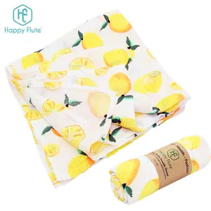 Happy flute baby wrap towel bamboo cotton muslin baby swaddle blanket wholesale