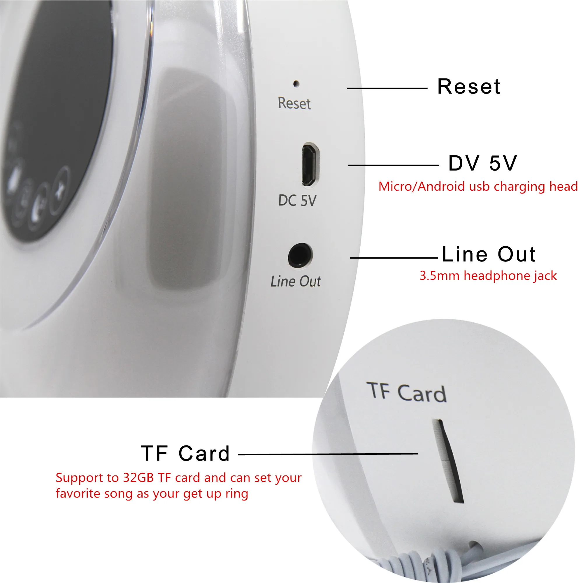 Ce Rohs Led Lamp Children Clock Bedroom Bed Light Wakeup Light Alarm