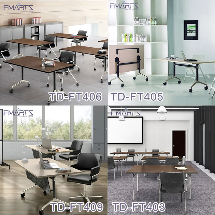 Foldable Desk Office Folding Training Room Table With Wheels 