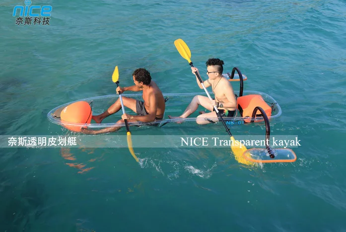 
Clear bottom PC transparent kayak canoe with stabilizer outrigger 