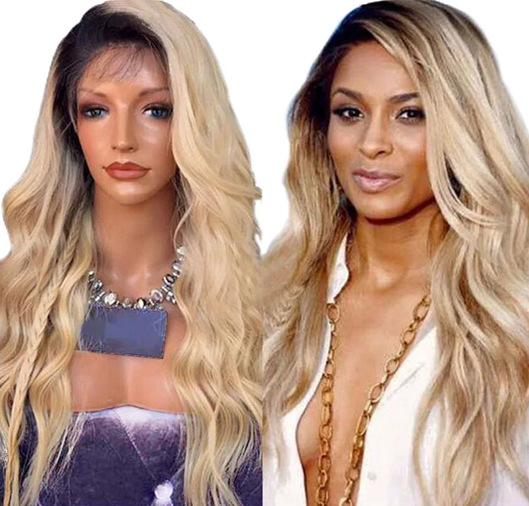 

Top Quality Alibaba Express Ombre Two Tone 1b/613 Lace Front Wig Wet and Wavy Full Lace Human Hair Wig with Baby Hair