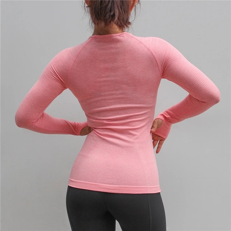 Tight Stretchy Girls Seamless Long Sleeve Womens Activewear Yoga Tops