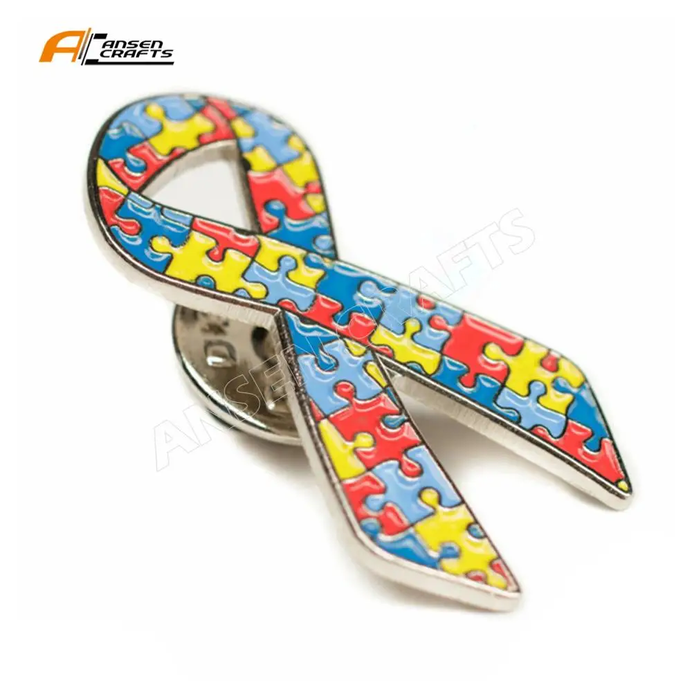 

Cancer ribbon badge Autism Breast Cancer Awareness Lapel Pin Aids magnet badge 2020, Soft enamel /pad printing