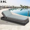 Wicker swimming pool High cushion lounge chairs sun lounger Rope outdoor furniture