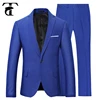 Latest Top Brand Men's Tuxedo Slim Fit 2 Piece Wedding Design Royal Grey Blue Coat Pant Men Suit