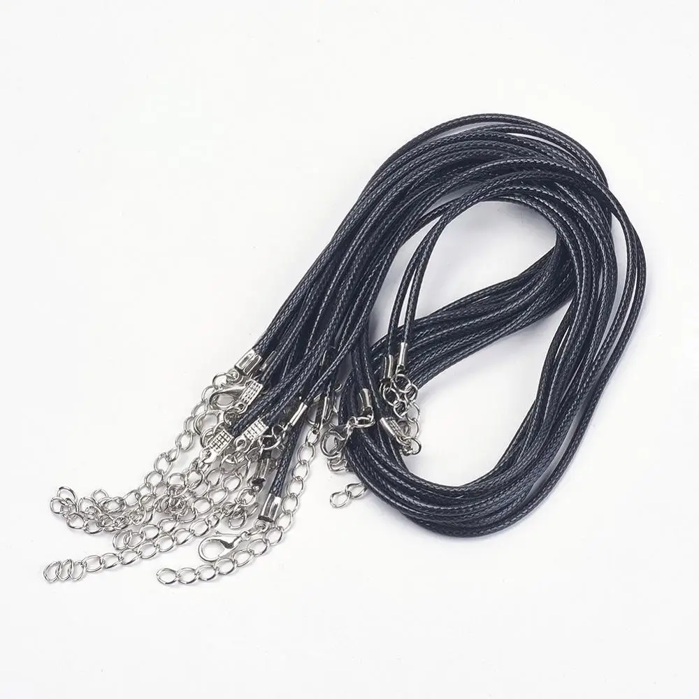 

PandaHall Platinum Iron Clasp Black Imitate Leather Necklace Making Cord