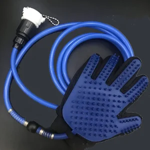 New design pet grooming gloves water bath and massage brush with water pipe wholesale
