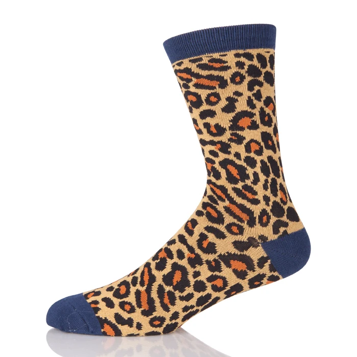 Low MOQ Style Wholesale Leopard Pattern Jacquard Custom Men Socks
