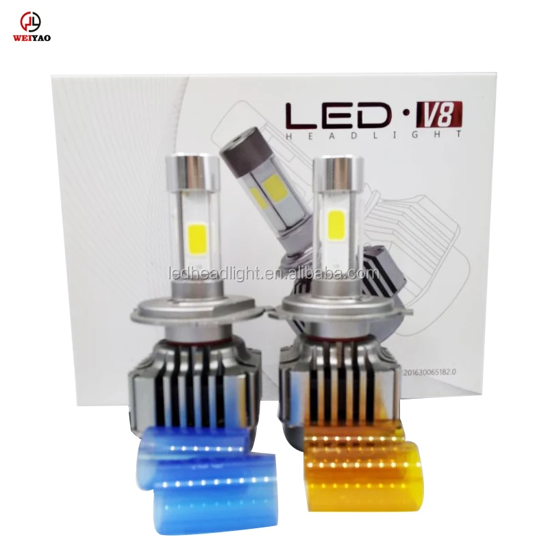 Weiyao Led Headlight V8 H4 Bulbs Dual Hi/low Beam Led Headlight For
