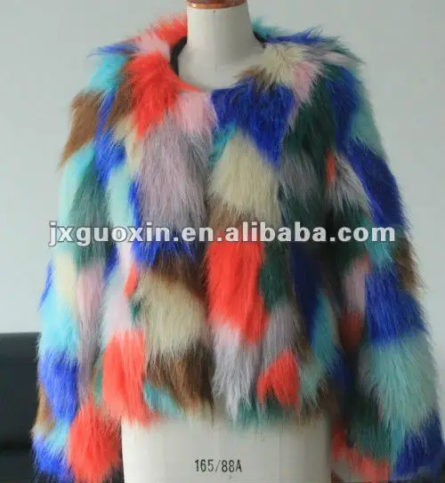 patching work fashional fake fur jacket 2012