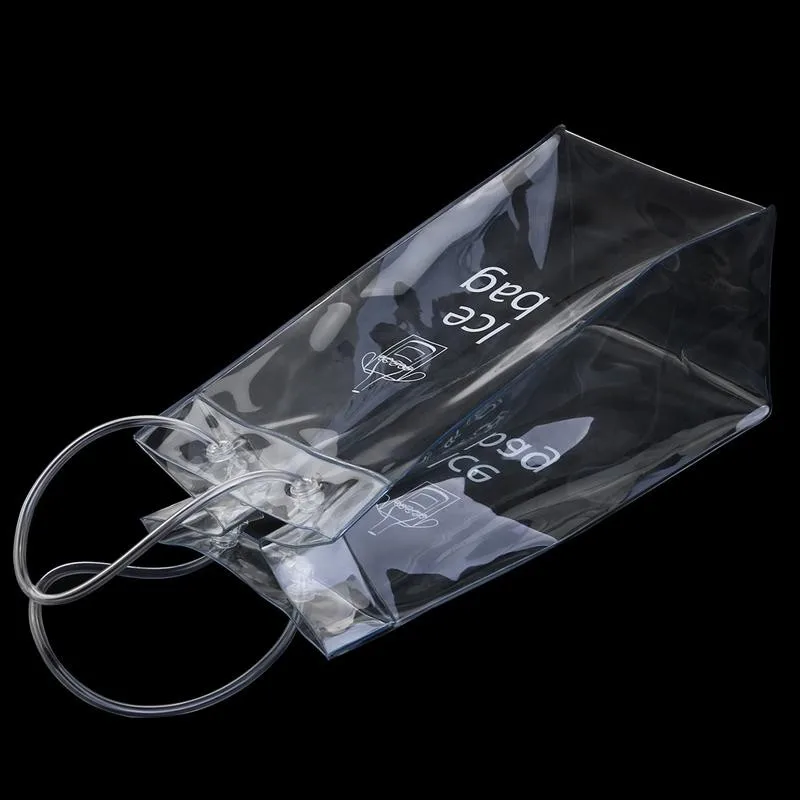 Collapsible Clear Pvc Custom Logo Transparent Ice Cooler Tote Wine Bag